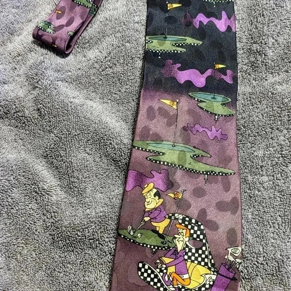Vintage Jetsons Golf Cartoon Network Men's Tie - 56" Purple - Picture 5 of 6
